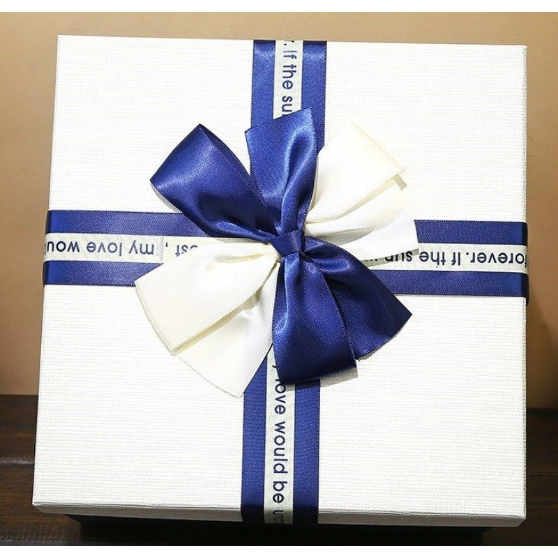 盒子韩简约生日大精品大号礼品盒创意儿童节可爱 超大正方形蝴蝶结白盖 正方形超大28.5*28.5*26(可放一