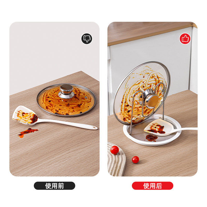 锅盖架坐式放锅盖架子免打孔厨房菜板架砧板架塑料收纳架置物支架收纳层架多功能高清大图