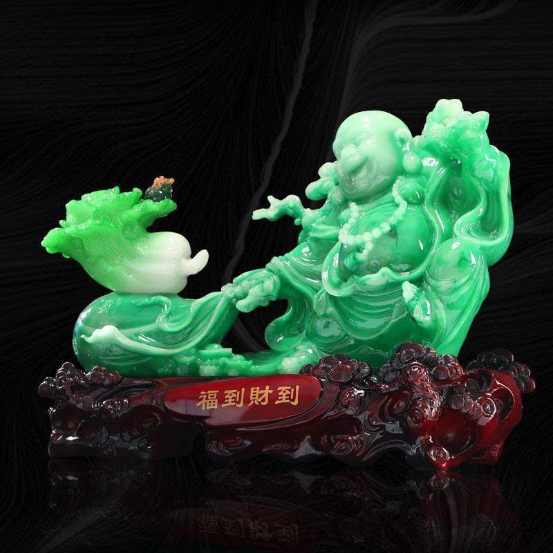 玉白菜弥勒佛摆件财到福到树脂大肚笑佛像摆设工艺装饰品客厅_974_201