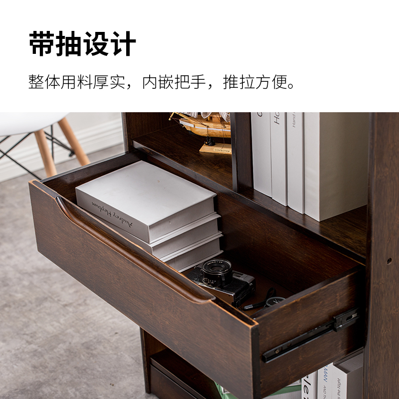 美帮汇落地书柜书架楠竹收纳架简易储物柜置物架创意儿童小书架柜子高清大图