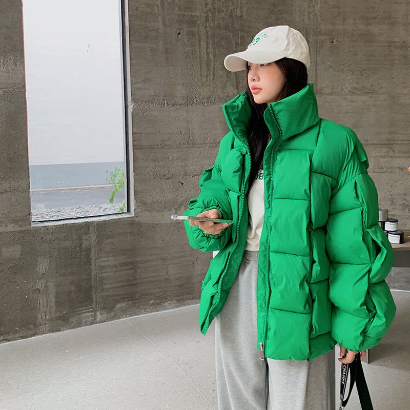 2024冬季新款韩版宽松立体编织时尚棉衣个性潮流羽绒棉服女士外套图片
