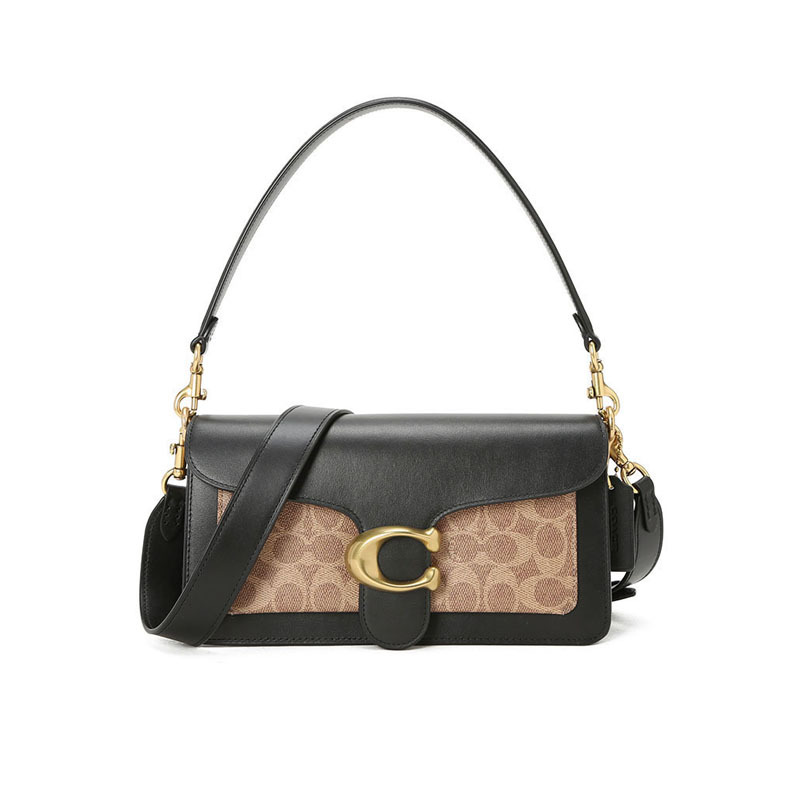 COACH 蔻驰 女包 TABBY通勤肩背 单肩包 手提包 老花拼皮金扣91215