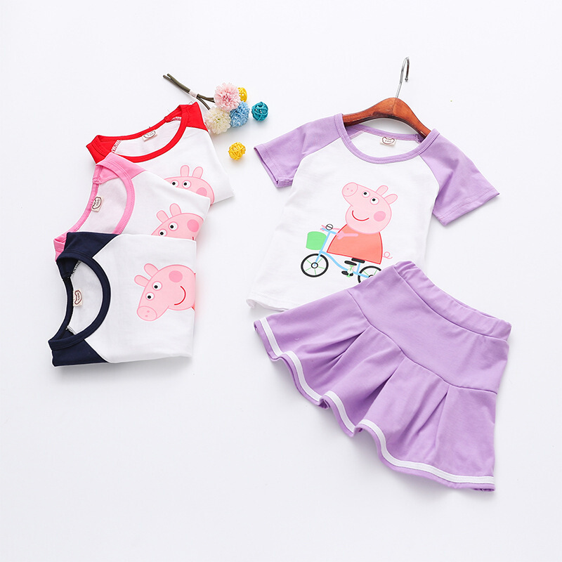 儿童夏季套装小猪佩奇衣服peppapig童装幼儿园女童裙短裤套装纯棉