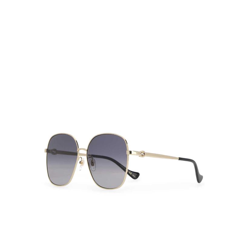 古驰(GUCCI)复古长方形框太阳镜女款可拆卸链条渐变灰醋纤镜脚高清大图