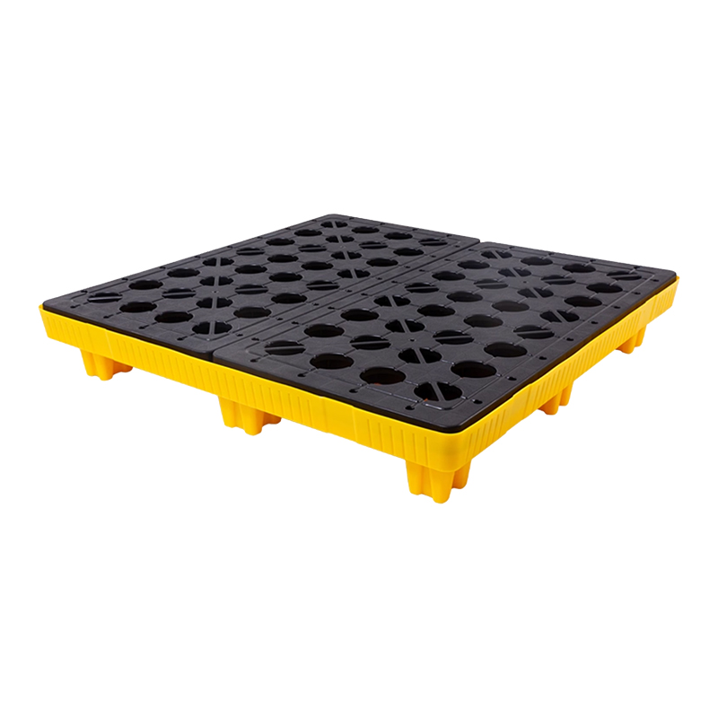 臻远ZY-TP-08防泄漏塑料托盘防渗漏托盘防潮货物托盘 四桶手动叉车款