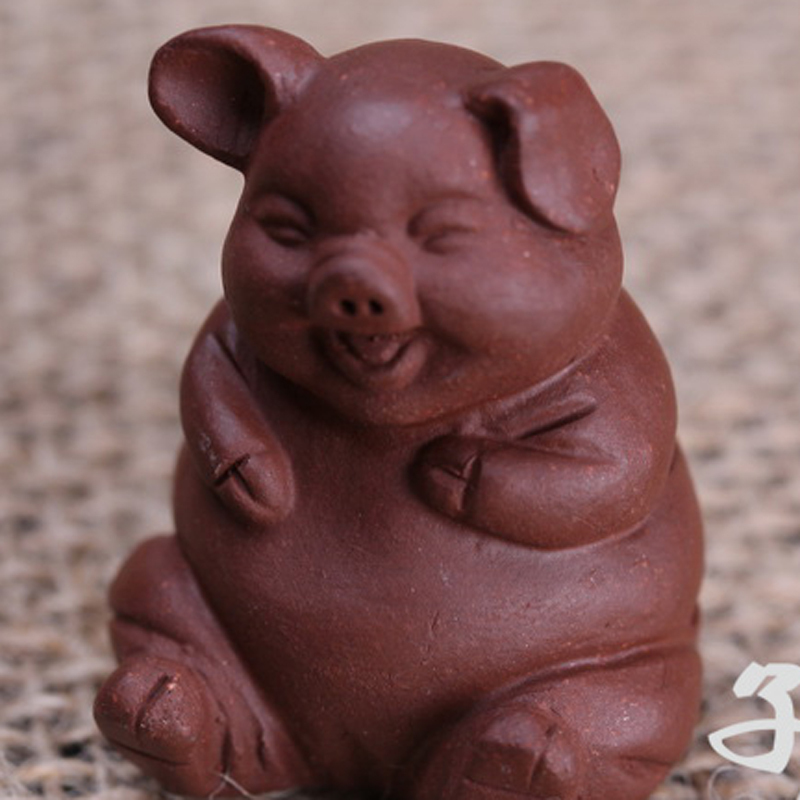 [子冶]欢天喜地 小猪 茶宠 紫砂摆件 茶具 宜兴紫砂 手工 正品