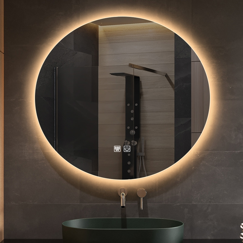 藤印象背光圆形智能浴室镜led带灯镜美容镜卫生间镜子洗手台化妆镜
