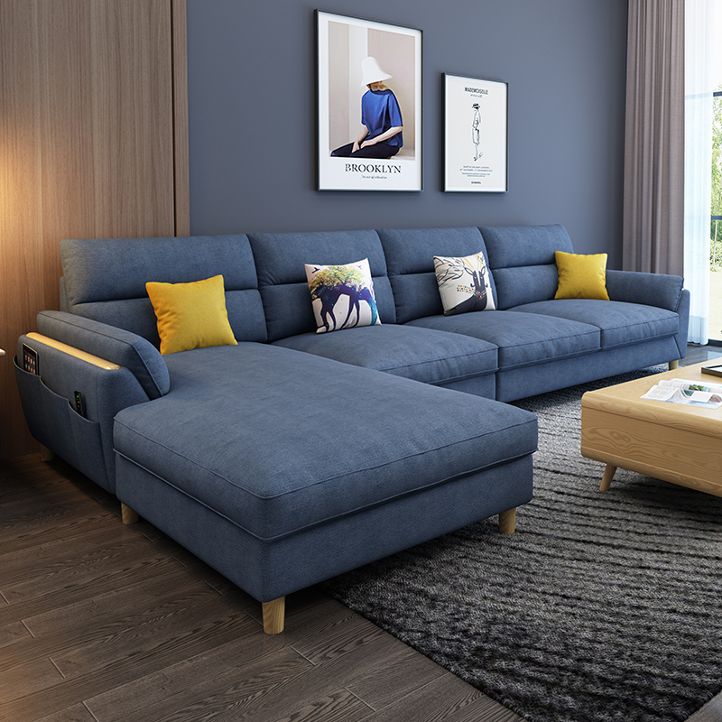 沙发 北欧风科技布简约现代客厅组合大小户型转角l型可拆洗布艺沙发