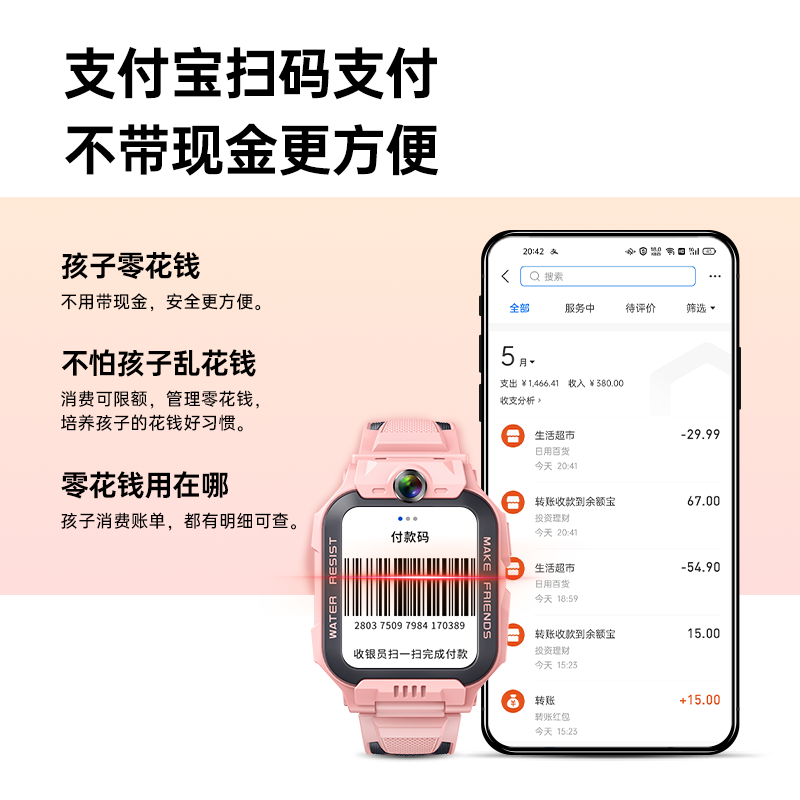 小天才儿童电话手表Z6S星云粉 防水GPS定位智能手表 学生儿童移动联通电信4G视频拍照前后双摄手表手机男女孩高清大图