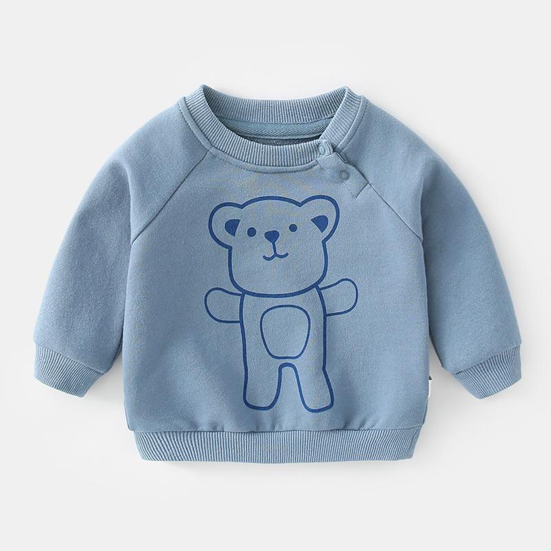 婴儿上衣秋装女童衣服秋冬儿童外套秋季0岁3个月男童宝宝卫衣春秋灰蓝