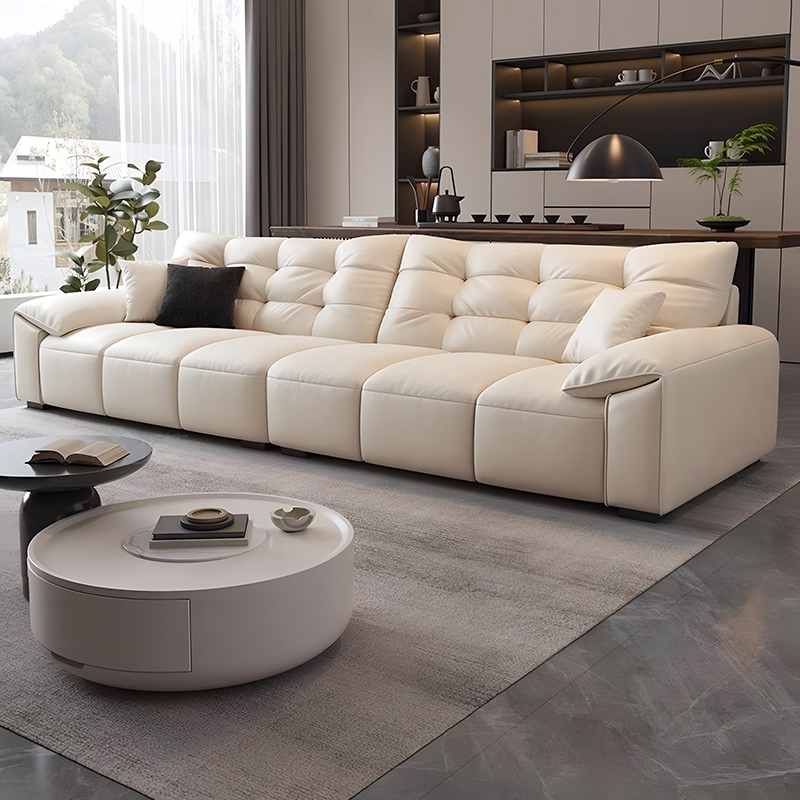 欧梵森 欧梵森意式真皮沙发客厅大小户型简约现代大象耳朵直排皮艺沙发办公家具椅高清大图