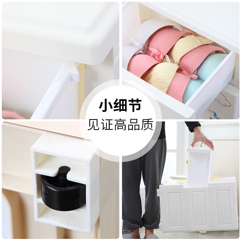 塑料抽屉式收纳柜子 卡通宝宝衣柜储物柜 婴儿童衣服整理柜收纳柜 三维工匠高清大图