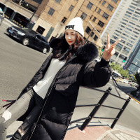 芷臻zhizhen2021冬季新款羽绒服女中长款修身收腰加厚时尚大毛领连帽