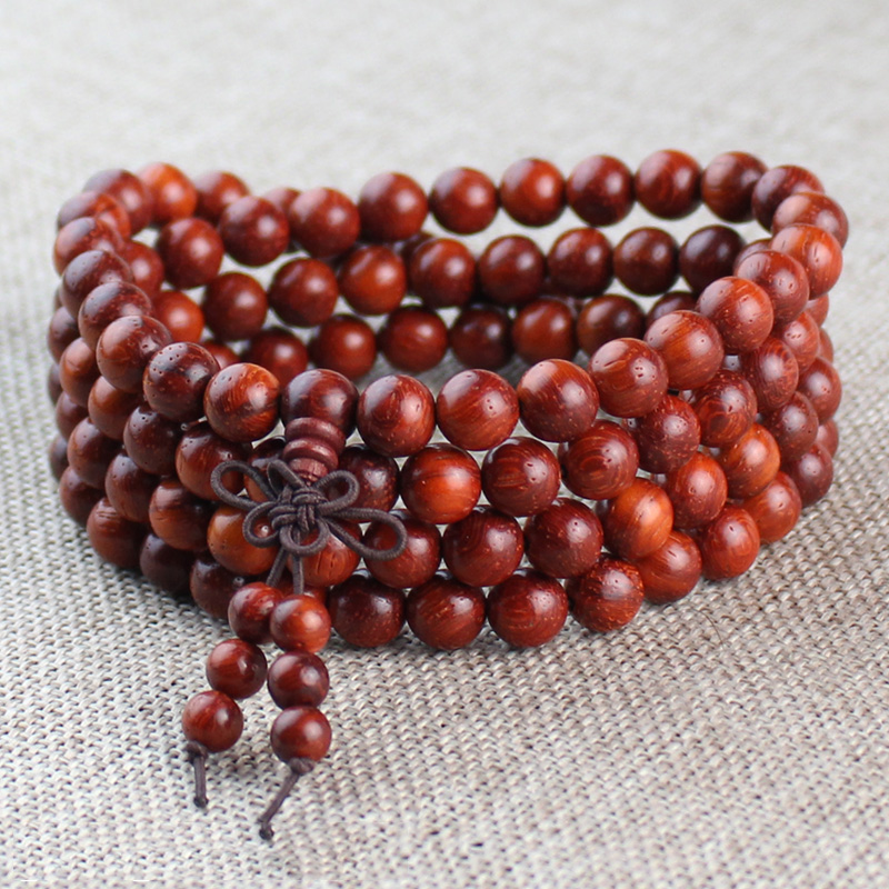 陵固思红檀手串红花梨木108颗6/8mm佛珠手链多层男女饰品10元货源送女朋友老婆情人节七夕生日礼物