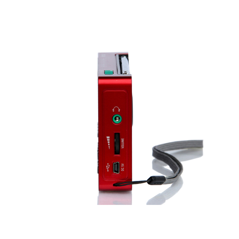 [赠备用电池一块]德生锂电池充电老年人收音机fm d3 红色MP3便携式随身听电脑插卡音箱 戏曲播放器 迷你小音箱小巧