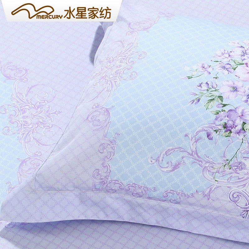 水星(MERCURY)家纺 长绒棉贡缎活性印花四件套 梵欧妮