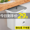 垃圾桶家用带盖防臭厨房挂式有盖厨余壁挂翻盖橱柜门垃圾篮 白灰套装+5炭包