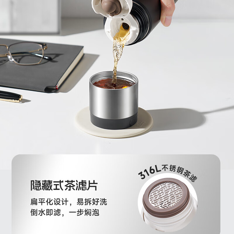 苏泊尔拓系列随享保温杯550ML.KCV55DC10 青松绿、乌檀黑、暮霭白(随颜色随机)高清大图