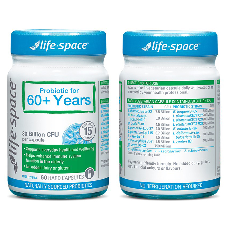 [守护中老年人肠胃,改善消化不良]life space 生命领域 60+老人益生菌胶囊 60粒/瓶 澳洲进口高清大图
