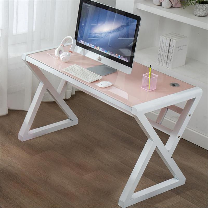 闪电客可爱电竞桌公主桌子现代竞技粉色玻璃网红女生台式电脑桌钢化