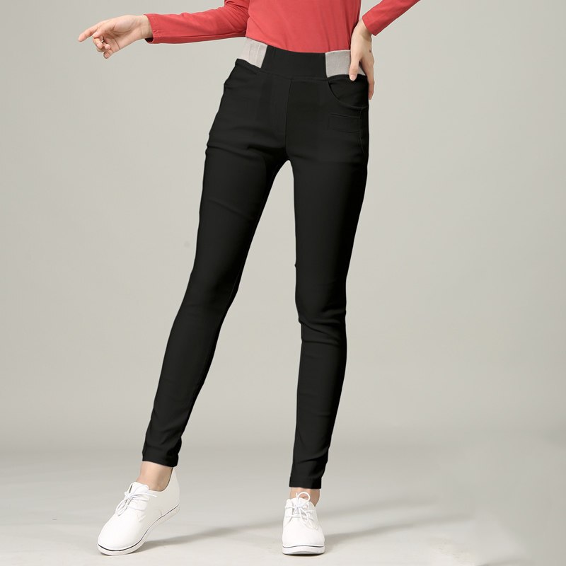 春秋打底裤女薄款外穿黑色长裤子胖mm大码女裤弹力小脚九分裤女夏黑色