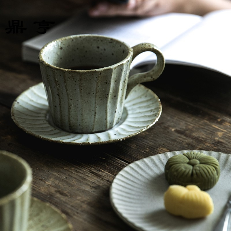 鼎亨绘市集 复古粗陶马克杯牛奶杯 咖啡杯碟套装 男女情侣水杯早
