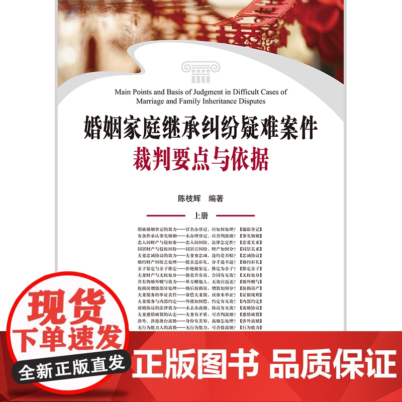 ※限258 婚姻家庭继承纠纷疑难案件裁判要点与依据(上下册) 陈枝辉 法律出版社高清大图