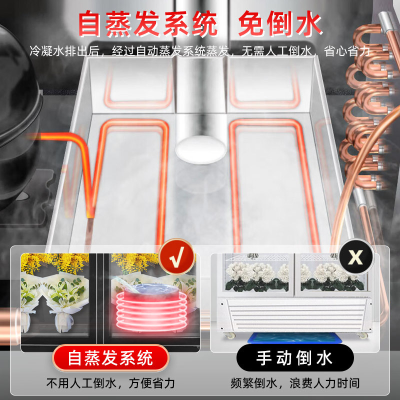 埃利斯(AILISI)商用鲜花保鲜柜单门鲜花全玻璃屏冰柜冷柜冷藏柜 风冷单门鲜花柜豪华款XHC-620FCHT