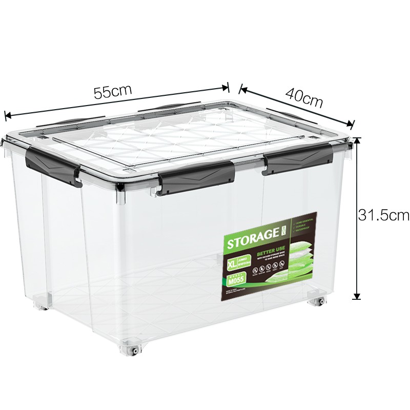 硅胶密封塑料收纳箱XL特大号透明抗压衣物玩具储物箱 三维工匠高清大图