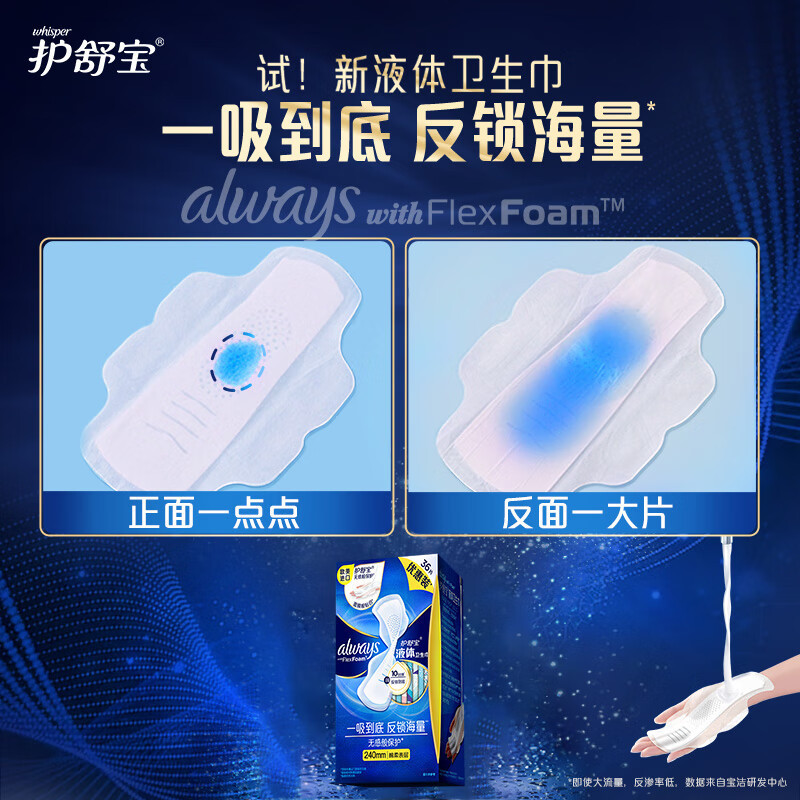 护舒宝液体卫生巾未来感极护绵柔表层极薄日用姨妈巾组合套装 网红 240mm 36片 护舒宝