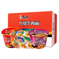 康师傅红烧牛肉香菇麻辣酸菜方便面12桶装泡面 口味搭配整箱混装
