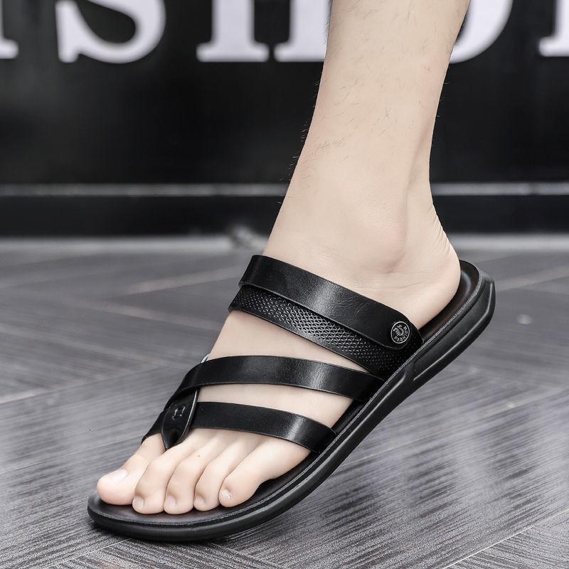 zg拖鞋男士2024新款夏季一字拖沙滩鞋潮软底休闲外穿开车两用皮凉鞋