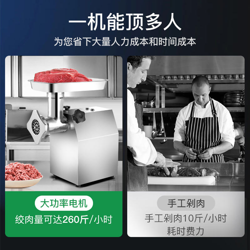 康宝(Canbo)商用绞肉机 不锈钢电动大型切肉机 饭店食堂后厨绞肉碎肉绞馅 JR600-L5.0K