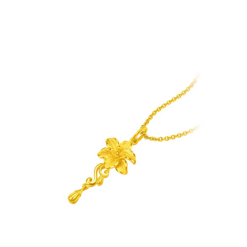 周大福花月佳期系列婚嫁小苍兰花卉黄金吊坠计价(工费:160元)EOF69精品