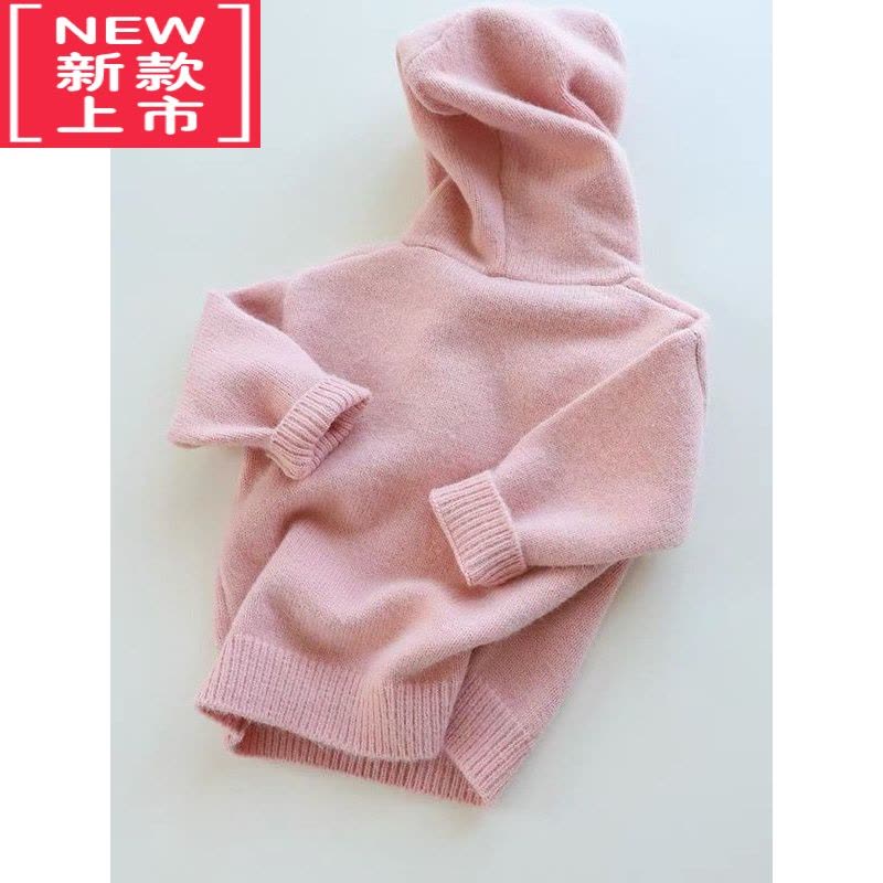 可莉允女童毛衣2022新款洋气儿童粉糯连帽套头针织衫女宝宝韩版帽子衫潮图片