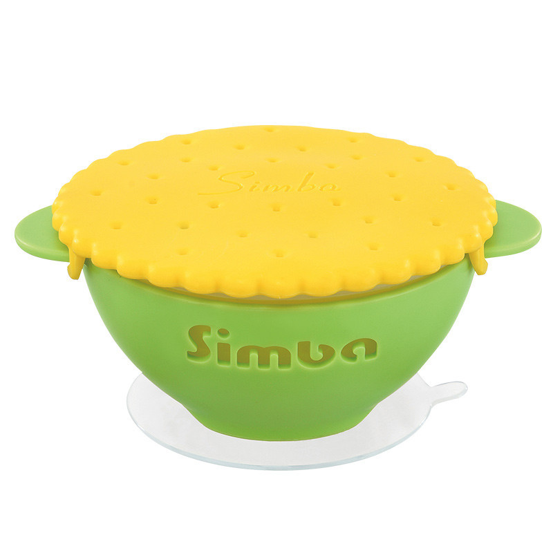 小狮王辛巴(simba)婴儿宝宝辅食碗可爱绿色卡通喂食碗防摔硅胶儿童吃饭餐具S3341-G