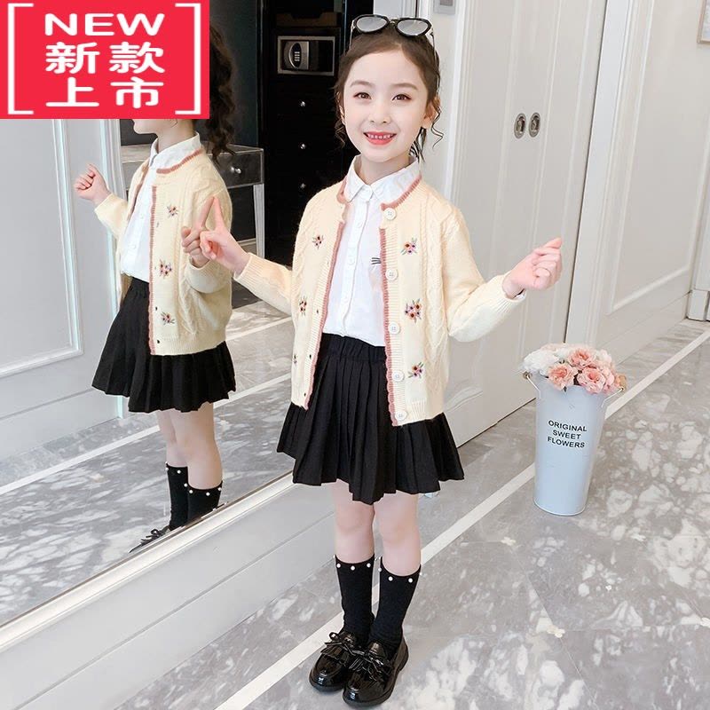 可莉允女童装外搭针织外套春秋季2022新款洋气中大儿童女孩秋冬毛衣开衫图片