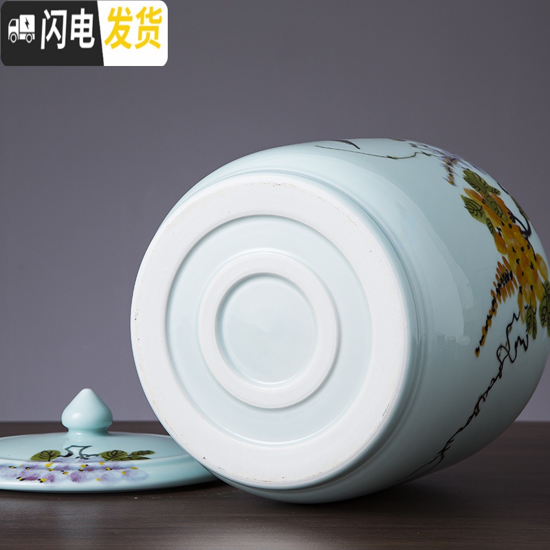 三维工匠陶瓷米缸带盖米桶25斤面粉缸防潮防虫密封茶叶缸油缸杂粮储物罐收纳桶高清大图