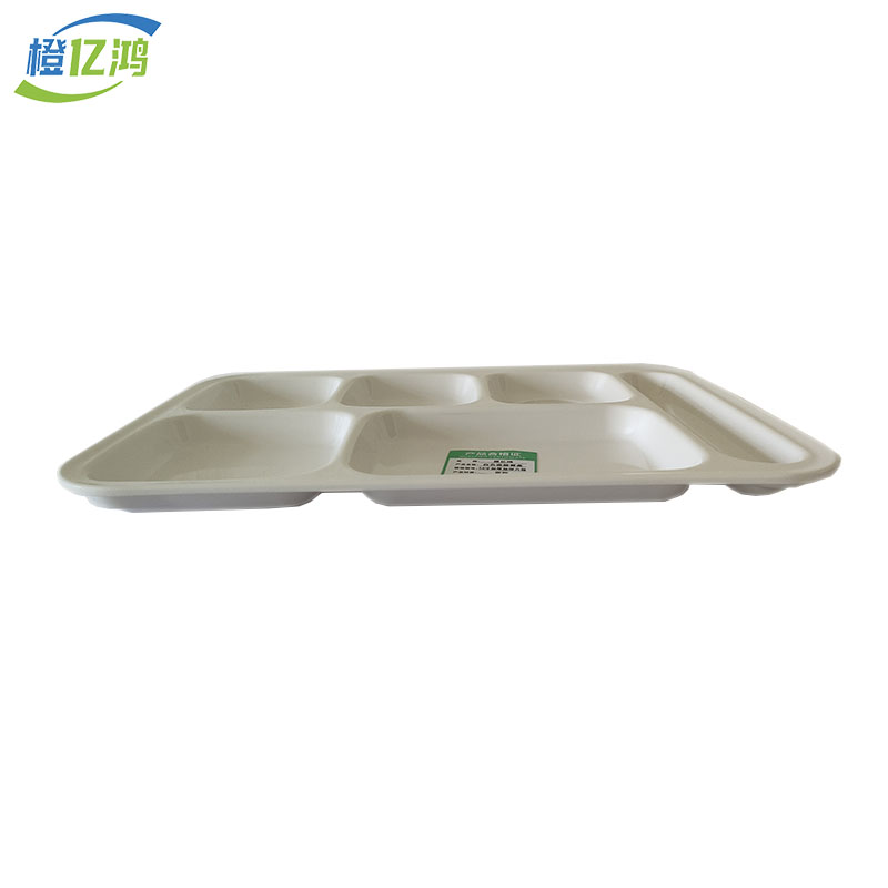 橙亿鸿 耐高温白色密胺餐盘 14寸加厚加深六格/个高清大图