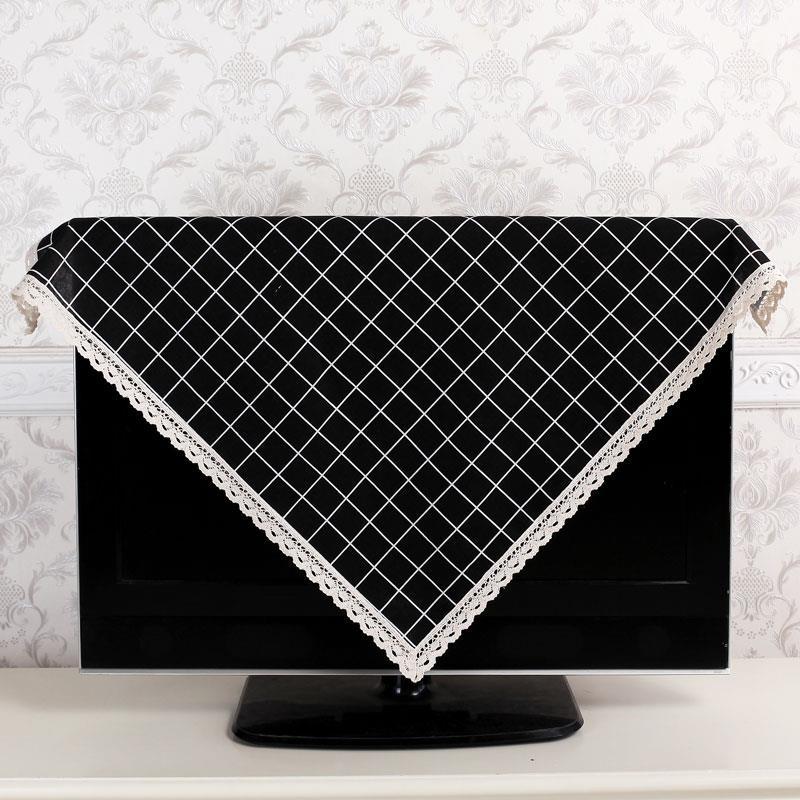 灰色灰方格 25-27寸(70*70cm) 挂式液晶55英寸电视机罩防尘布50曲面盖巾布艺65寸欧式电视机套