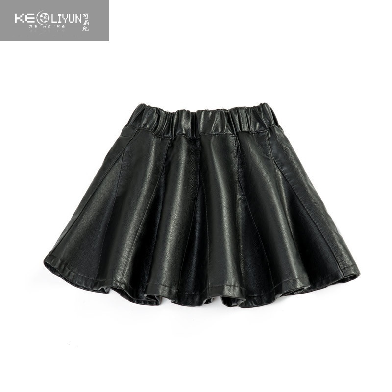 可莉允女童小皮裙半身裙2023新款洋气儿童宝宝短裙pu皮小女孩中大童