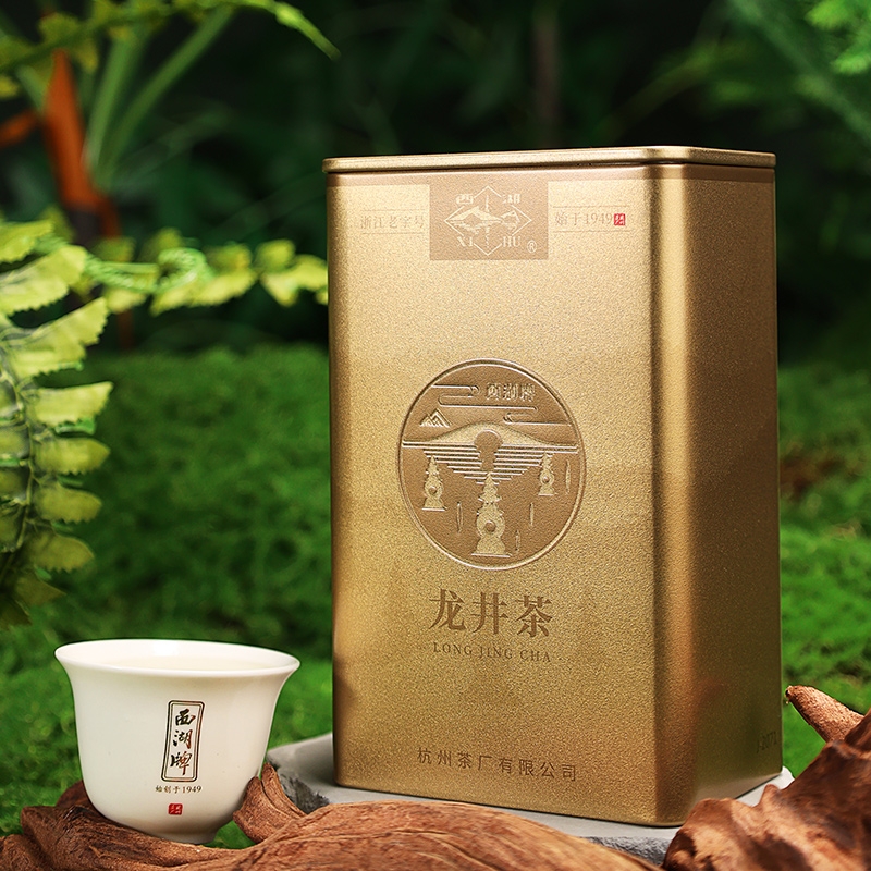 西湖龙井茶钱塘龙井灵芽系列一级金罐灵芽一级50g/罐高清大图