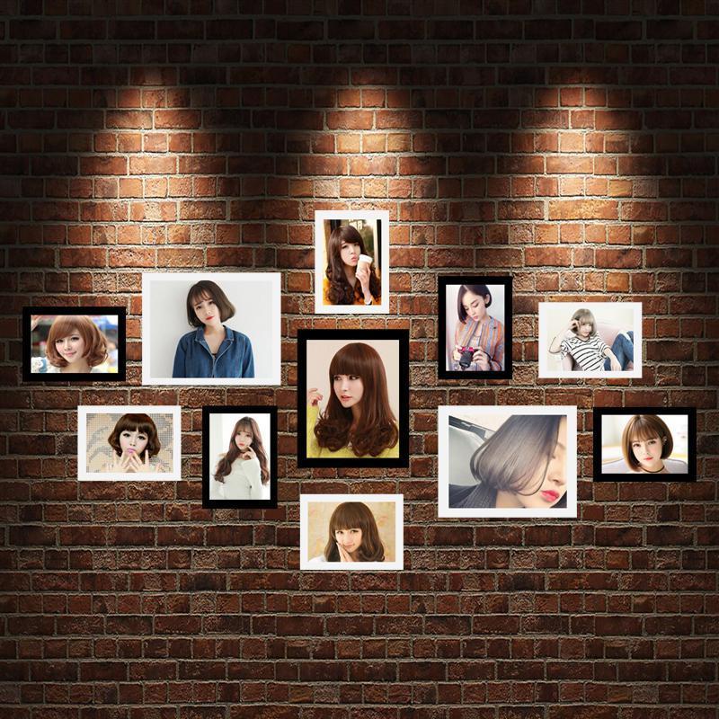 美发店装饰画背景墙理发店挂画墙壁画发廊海报相框照片墙组合