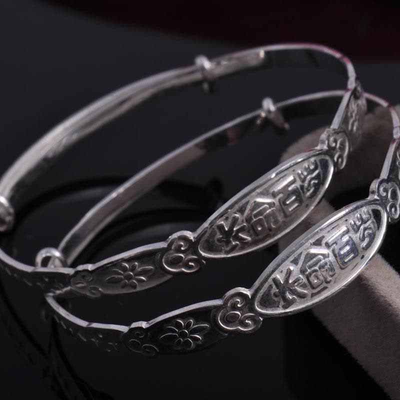 梦克拉Mkela 足银手镯 长命百岁 足银饰品 手镯 宝宝手镯 儿童手镯 银图片