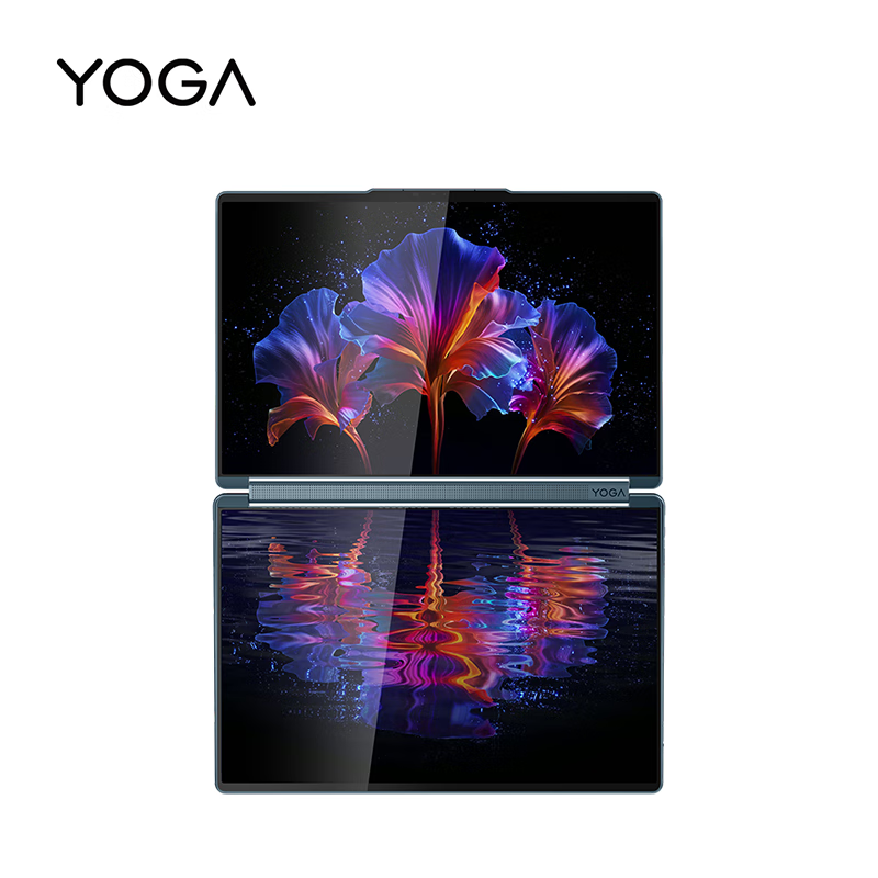 联想(Lenovo)YOGABook9i AI元启 14英寸双屏翻转触控屏笔记本电脑 2代酷睿Ultra9-285H 32G 1T 2.8K OLED 键盘 笔 支架)雾海蓝高清大图