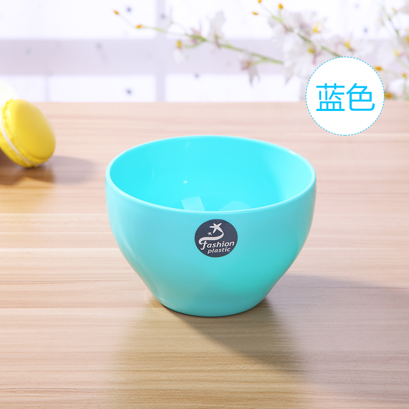 日式简约水果沙拉碗塑料密胺家用碗甜品吃饭拉面汤碗创意儿童餐具 蓝色