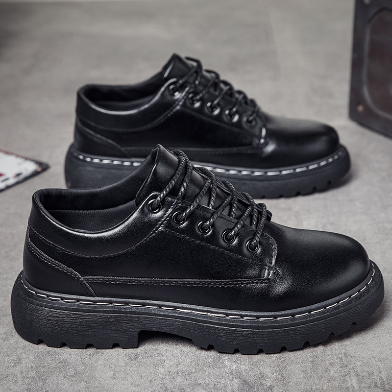 述雅夏季黑色休闲商务正装英伦小皮鞋男士潮鞋圆头增高大头鞋青年男鞋