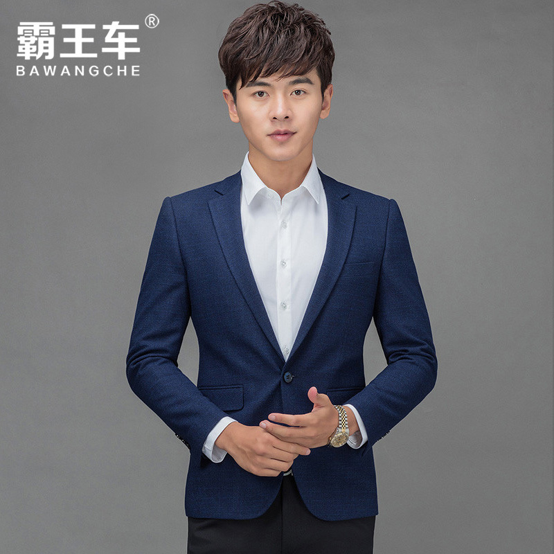 霸王车bawangche新款西服男休闲西装男青年商务新婚休闲修身便西单件