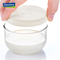 三光云彩(GLASSLOCK)韩国进口钢化玻璃保鲜盒宝宝辅食果泥研磨器多功能小号密封盒玻璃碗手动榨汁机白色300ml