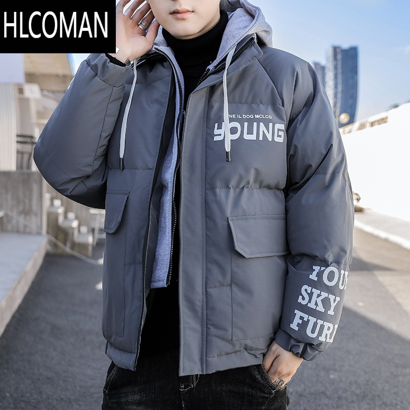hlcoman连帽棉衣袄子男士青少年假帅气羽绒棉服潮流冬季加厚p暖外套